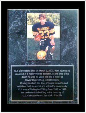 Spirit of CJ Football Plaque